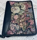 FRANKLIN QUEST Zip Binder Vintage Made in USA - Compact Size -Tapestry & Leather