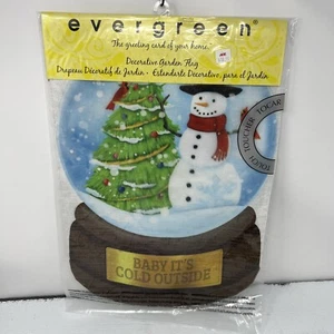 Snowman Snow globe Linen Decorative Garden Flag 12”x18 Holidays NEW Christmas - Picture 1 of 9