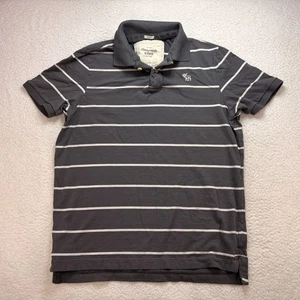 Abercrombie & Fitch Men's Polo Shirt 2XL Gray Striped Collared Casual - Picture 1 of 12