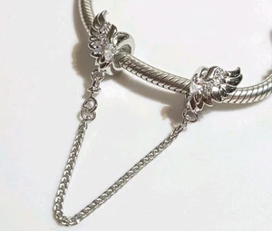 🩷Dije espaciador de cadena de seguridad alas de ángel de la guarda genuino plata de ley S925 🩷 - Imagen 1 de 13