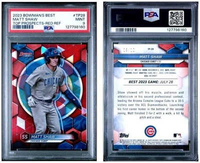 2023 Bowman's Best - Matt Shaw - RED REFRACTOR - #'d/10 - wOw! - MINT PSA 9 - Image 1 of 2
