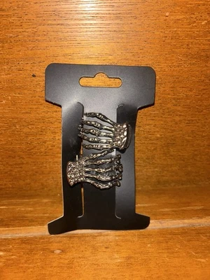 1 Комплект (2) Хэллоуин скелет зажимы готический волосы когти маленький, но сильный - Изображение 1 из 4