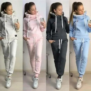 2Pcs Set Pants Tops Sweatshirt Hoodie Tracksuit Casual Women Sports Sweat Suit# - Picture 1 of 13