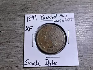 1841 Braided Hair Large Cent w/Small Date-VF Condition-040124-01 - Picture 1 of 4