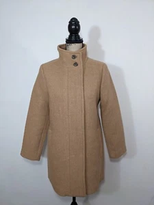 J. Crew 298 $ zierlicher Damen-Citymantel mit Knopfleiste beige hellbraun Größe 4P BU264 - Bild 1 von 13