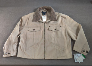 Vintage Braefair Denim Jacket 1X Leather Leopard Collar Trim Full Zip Casual