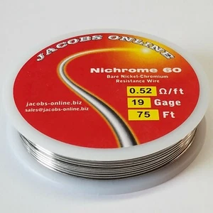 Nichrome 60 resistance wire, 19 AWG (gauge), 75 feet - Picture 1 of 4