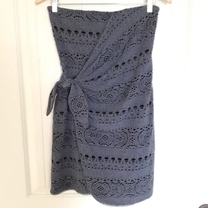 Free People Oceanside Crochet Strapless Mini Dress in Denim Blue Size S - Picture 1 of 11