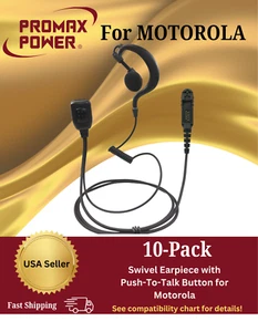 10x G-Shape Earpiece Headset w/ PTT Mic for Motorola Radios XPR3300, XPR3500e - Picture 1 of 15