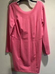 Jennifer Lopez Bodycon Dress Long Sleeve Lined WomensXL Azalea Pink Riviera Chic - Picture 1 of 7
