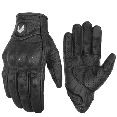 Gants de Moto en Cuir vintage pour Hommes Noir été Motard Motocross Accessoires - Photo 1/4