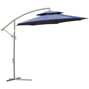 9' Offset Patio Umbrella Cantilever With Cross Base Blue Outdoor Sun Shade