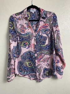 Express The Portofino Shirt Paisley Long Sleeve Button Up Top size Small Boho - Picture 1 of 16