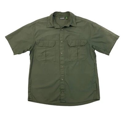 Cabelas Button Up Shirt Mens M Medium Avocado Green Outdoor Fishing w/ Pockets - Image 1 of 4