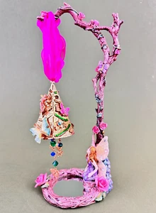 Kirks Folly Enameled Xmas Tree Butterfly Fairies Ornament w Fairy Mirror Stand - Picture 1 of 19