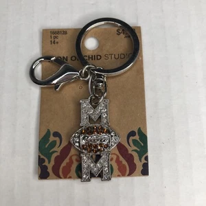 Portachiavi calcio mamma tono argento strass glitter argento marrone sport nuovo - Foto 1 di 6