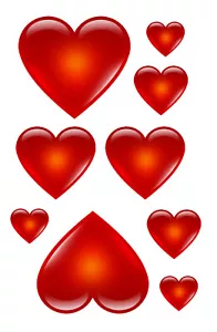 Planche de stickers COEURS ROUGES - Papier adhésif adhesive autocollant - Imagen 1 de 1