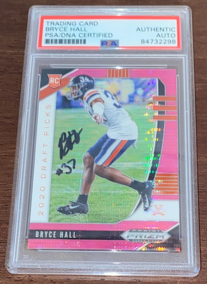 2020 Prizm Draft Bryce Hall Signed Card Pink Refractor Virginia Cavaliers PSA - Image 1 of 1