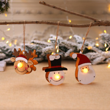 LED Wooden Doll Pendant Cute Christmas Tree Hanging Ornaments Holiday Decoration
