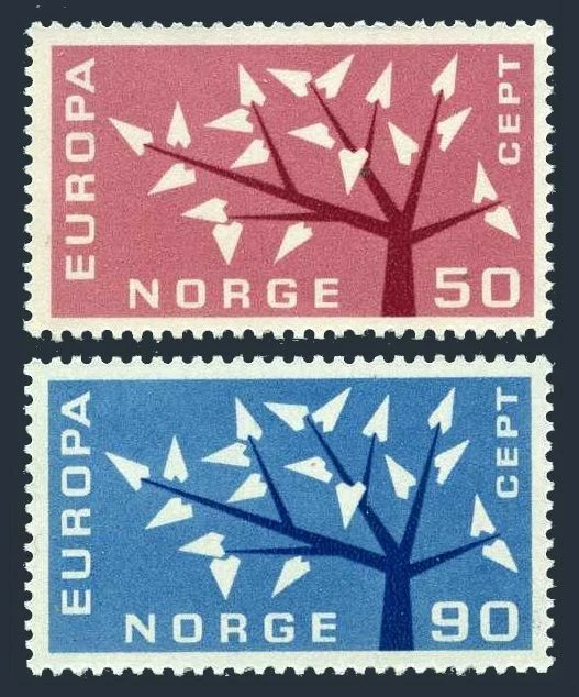 Norway 414-415 blocks/4,MNH.Michel 476-477. EUROPE CEPT-1962: Young Tree-Leaves. - Image 1 of 1