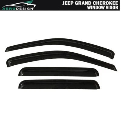 Fits 99-04 Jeep Grand Cherokee Smoke Acrylic Window Visors Rain Guard Slim Style - Image 1 of 4