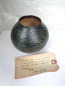 Artisan Greg Gallegos Woodturner Green Wood Vessel Vase Bowl + Paper - Picture 1 of 8
