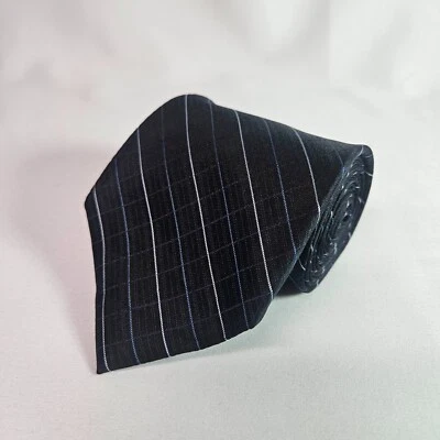 Corbata Calvin Klein 100 % seda gris rayas negras 3,5" x 59" Foto 1 de 4