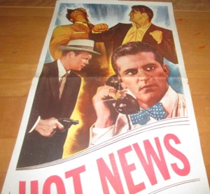 STANLEY CLEMENTS GLORIA HENRY "HOT NEWS" Film Noir EINLAGE 14"x 36 POSTER 1953 - Bild 1 von 4