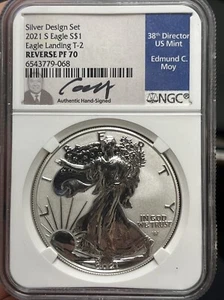 2021-W Silver Eagle Heraldic Eagle T-2, PF70 Ultra Cameo Reverse Proof,Moy Sign - Picture 1 of 2