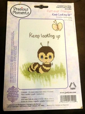 Precious Moments Counted Cross Stitch Friends Keep Looking Up  Cute Caterpillar - Image 1 of 4