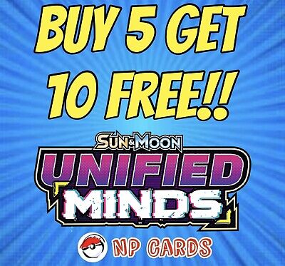 Pokemon Cards Unified Minds Common, Uncommon and Rare - BUY 5 GET 10 FREE!!