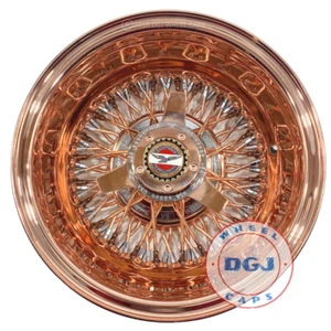 Llantas de alambre Lowrider 13x7 estilo Zenith Rev 72 encaje cruzado oro rosa y cromo - Imagen 1 de 3