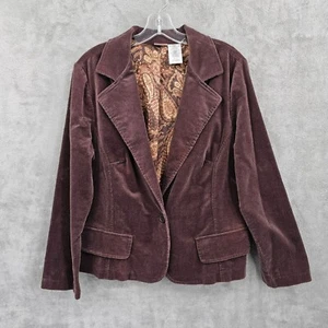 No Boundaries Vintage Corduroy Blazer 1X 17 Juniors Brown Bark Stretchy 1 Button - Picture 1 of 13