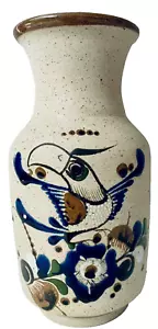 Vaso ceramica messicana Tonala arte popolare uccellino fiore artista firmato vintage 8" regalo - Foto 1 di 14