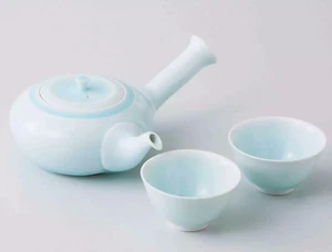 Hasami Celadon Kyusu Teapot & 2 Yunomi Tea Cups Set with Box Japanese Porcelain - Picture 1 of 6