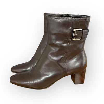 Botines Bandolino Mujer Marrón Chocolate Dorado Hebilla Talla 8.5 Minimalista Foto 1 de 4