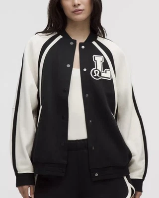 Brand New With Tag LULULEMON Oversized Collegiate Jacket, Black/Ivory, Size M/L - Image 1 of 4