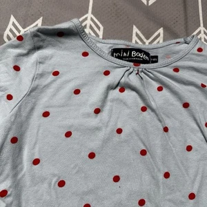 Little Boden Girl's Shirt Size 9-10y Long Sleeves Polka Dots Cotton Blue Red - Picture 1 of 5