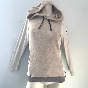 GAP Womens Beige Hoodie S Graphic Sleeves Casual Comfy Cabincore Streetwear Cozy - Picture 1 of 7