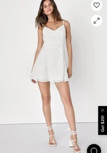 NWT Lulus Magnolia Blossom White Lace Skater Dress Lined Sleeveless Bridal Med - Picture 1 of 14