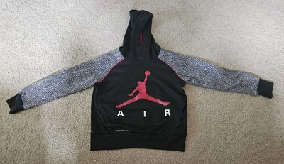 Nike Air Jordan Therma-FIT Kids Hooded Sweatshirt, Sz Small, Black/Red/Gray - Image 1 of 4