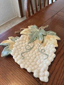 Vintage Fitz and Floyd Essentials weiße Trauben Schale Wandbehang Herbst Deko - Bild 1 von 9