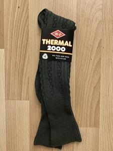 VINTAGE H J HALL THERMAL 2000 LONG GREEN SOCKS MADE IN ENGLAND 1970S - Picture 1 of 4