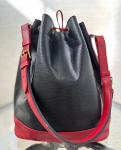 Louis Vuitton Epi Noe Bucket Black Red Leather Tote Drawstring Shoulder Bag - Picture 1 of 23