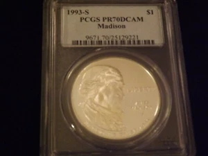 1993 $1 MADISON PCGS PR 70 DCAM - Picture 1 of 2