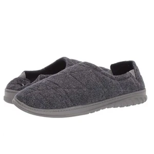 New Men's Dearfoams Heathered Knit Closed Slippers Gray  - Picture 1 of 8