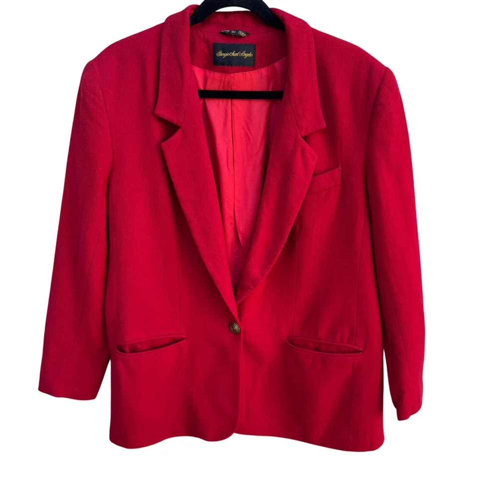 Blazer Giorgio Sant'Angelo Vintage Años 80 Rojo Mujer Lana De Gran Tamaño Pecho Único Foto 1 de 4