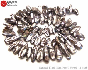 15-25mm Natural Biwa Black Pearl Loose Beads for Jewelry Making DIY Strands 14'' - Picture 1 of 8