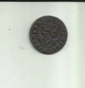 SPAIN SEISENO PHILIP V 1710. COPPER COIN. 8RW 05AGO - Picture 1 of 2