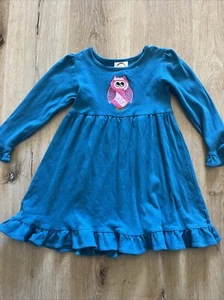 Girls Sz 5T Owl Applique Embroidered Long Sleeved Ruffle Dress Blanks Boutique - Picture 1 of 4